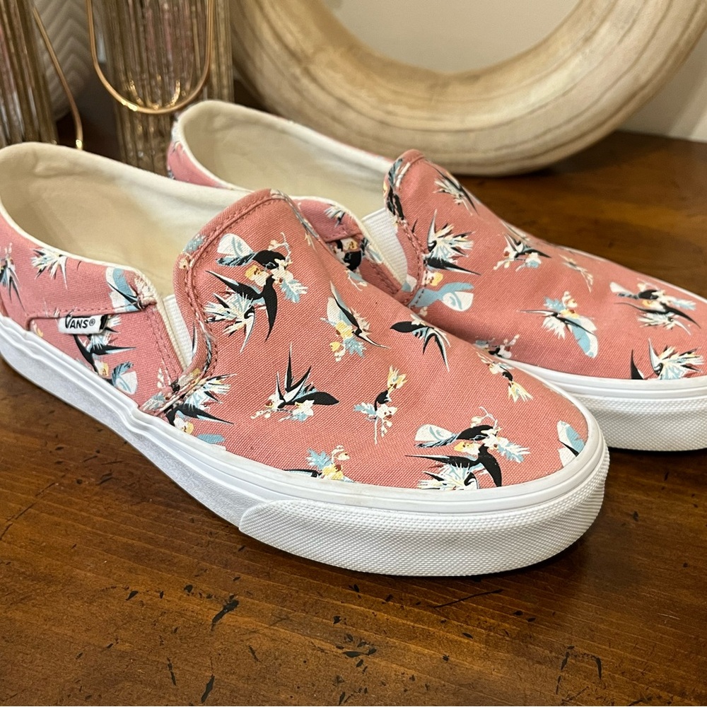 VANS Asher Birds of Paradise Blush Pink Slip on Sneakers